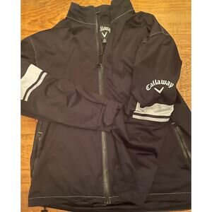 Callaway Jacket Men XL Black Golf Pullover Full Zip Windbreaker Logo Pockets